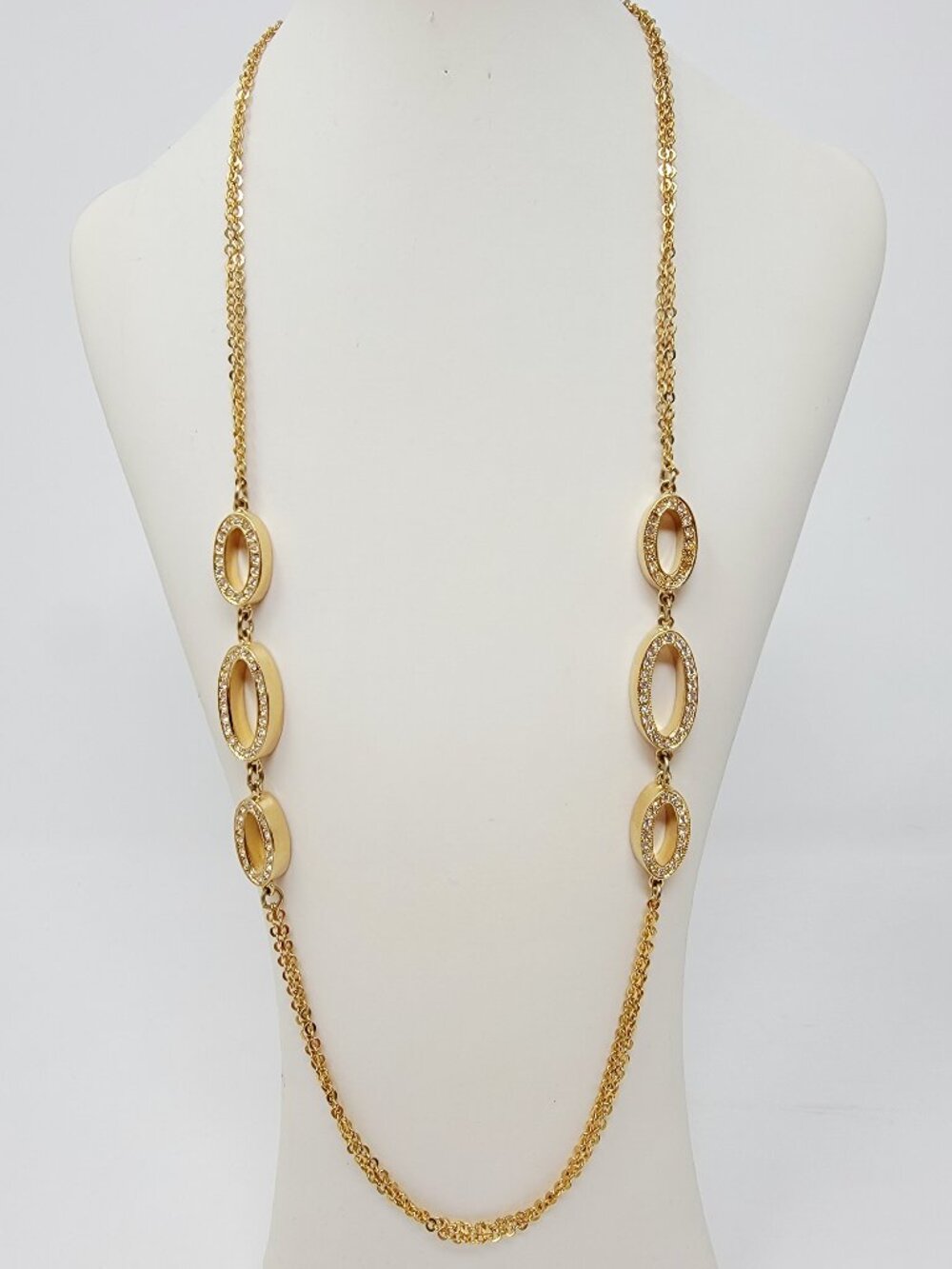 Napier Gold Tone Pave Oval Link Necklace